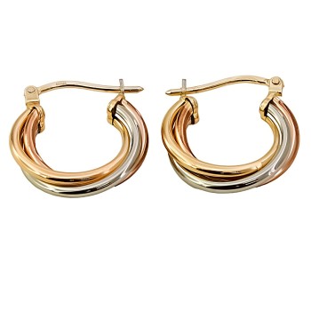 9ct gold 3-tone 1.4g Hoop Earrings